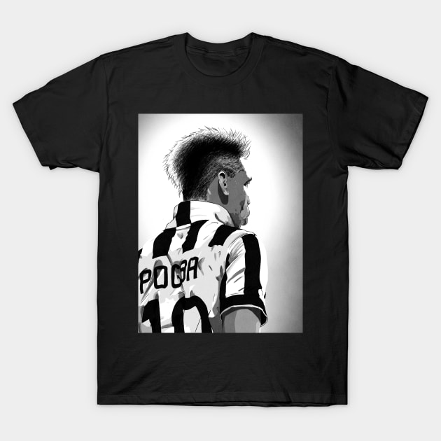 Paul Pogba Juventus #10 Football Artwork T-Shirt by barrymasterson